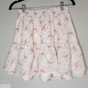 Janie and Jack Petal Pink Floral Chiffon Tiered Pull On Skirt Kids Youth Size 16